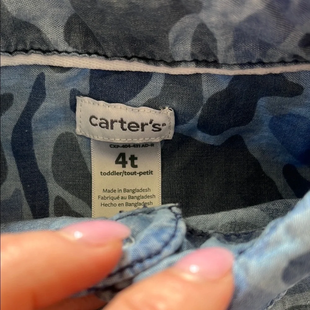 Blue Camouflage Button Down Shirt
